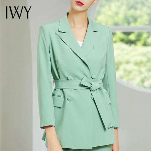 IWY/绿色长袖西装长裤端口套装203192C1+P1 商品图2