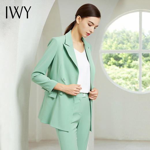IWY/绿色长袖西装长裤端口套装203192C1+P1 商品图0