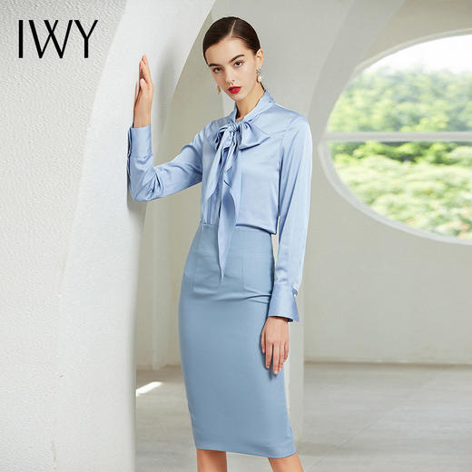 IWY/浅蓝色长袖衬衫半裙套装203181B1+S1 商品图1