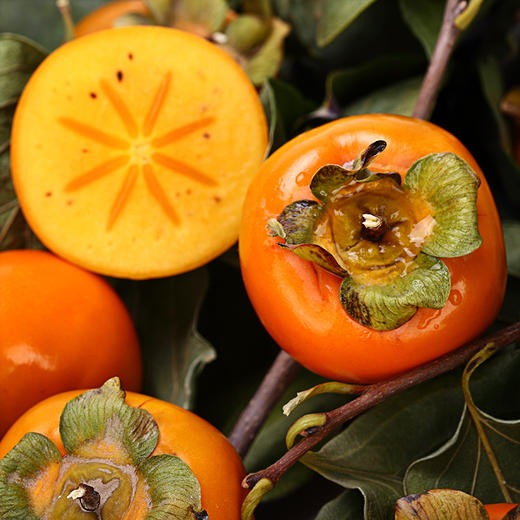 山西61脆柿子自带冰糖心蜜甜不涩口肉厚皮薄果形饱满0202甜嫩