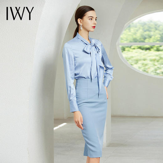 IWY/浅蓝色长袖衬衫半裙套装203181B1+S1 商品图3