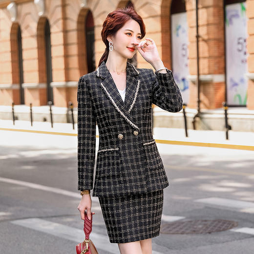 气质显瘦小香风洋气时尚西装半身裙两件套xz9013