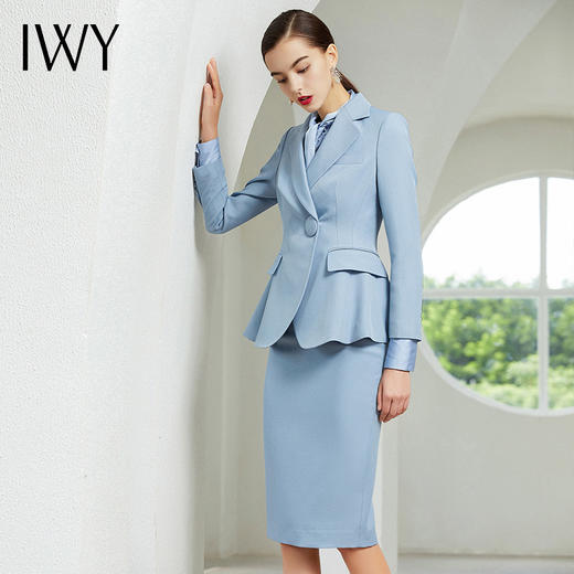 IWY/浅蓝色长袖西装半裙套装203181C1+S1 商品图6