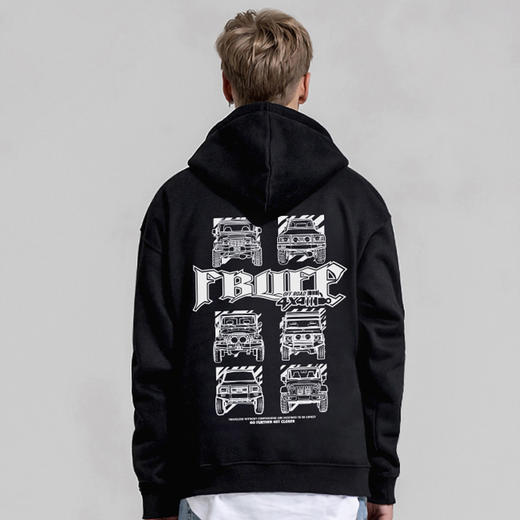 自由基地连帽潮流卫衣抓绒宽松落肩嘻哈外套潮上衣男女款 NMT-1229 商品图3