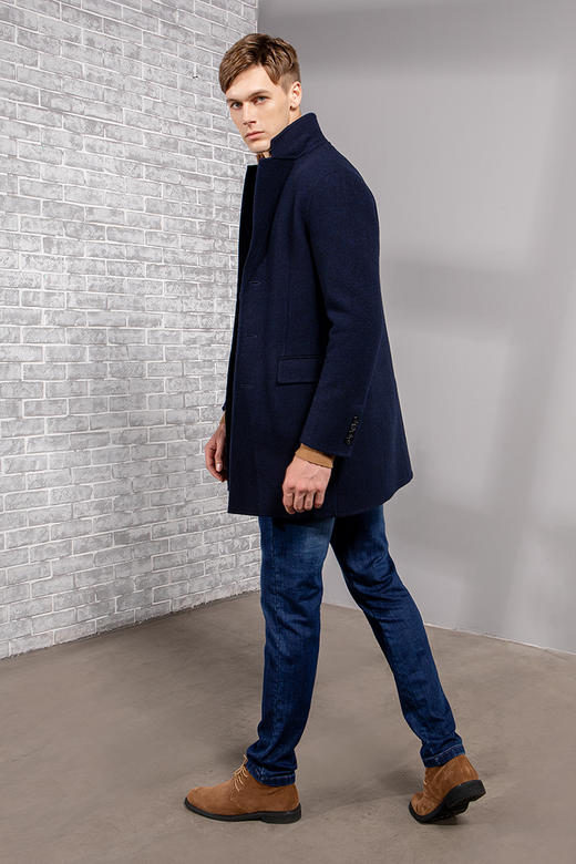 callisto藏青编织纹理全羊毛手工大衣 FPFEC072C 商品图3