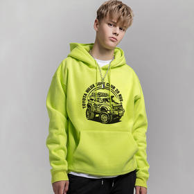 自由基地高街嘻哈潮牌休闲宽松带帽卫衣越野车四驱印花抓绒套头帽衫 NMT-1230