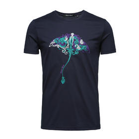 Marco Azzali 藏青绣花圆领T恤 T3849100