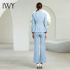 IWY/浅蓝色长袖西装长微喇裤套装203181C1+P2 商品缩略图4