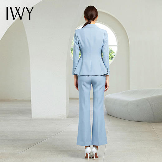 IWY/浅蓝色长袖西装长微喇裤套装203181C1+P2 商品图4