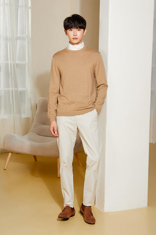 callisto卡其抑菌羊毛圆领毛衣FPKNW036C 商品图2