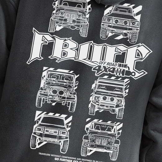 自由基地连帽潮流卫衣抓绒宽松落肩嘻哈外套潮上衣男女款 NMT-1229 商品图7