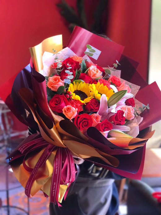 【红红火火】红金色系时尚大花束 商品图0