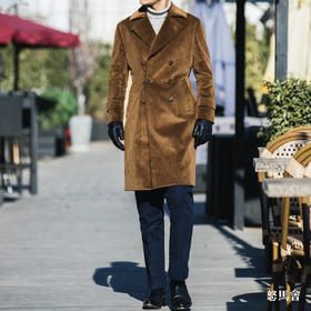 Hardy Minnis Eskdale 700克英式重磅灯芯绒棉咖啡棕浴袍大衣