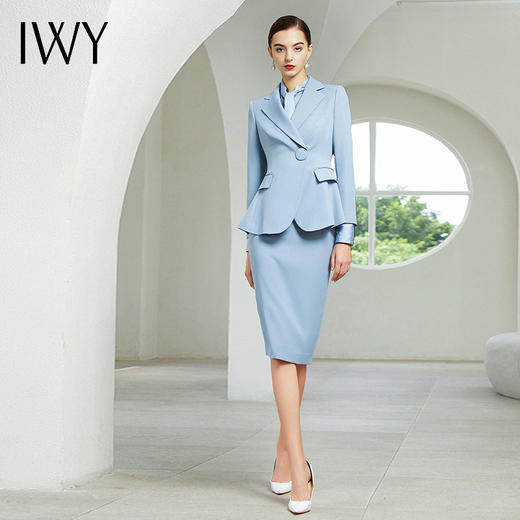 IWY/浅蓝色长袖西装半裙套装203181C1+S1 商品图3
