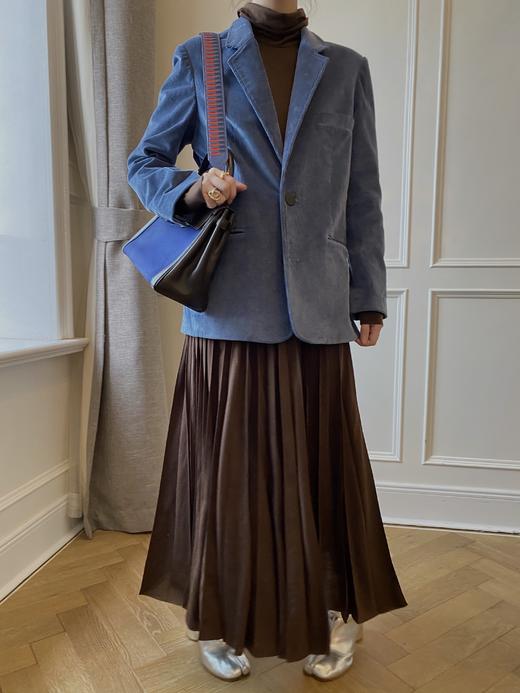 HIDEMI 巧克力色褶皱针织连衣裙 商品图13