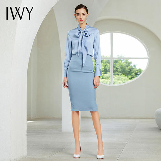 IWY/浅蓝色长袖衬衫半裙套装203181B1+S1 商品图0