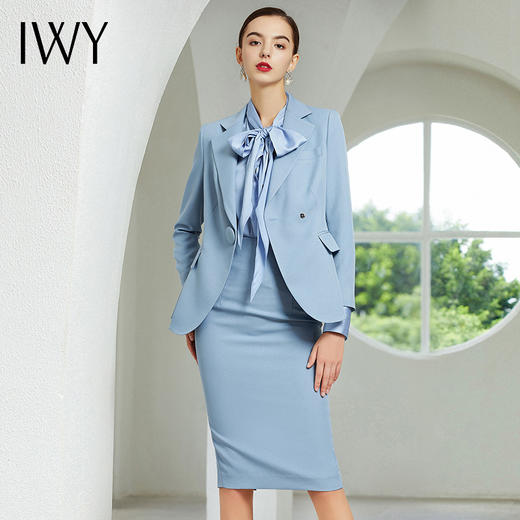 IWY/浅蓝色长袖西装半裙套装203181C1+S1 商品图4