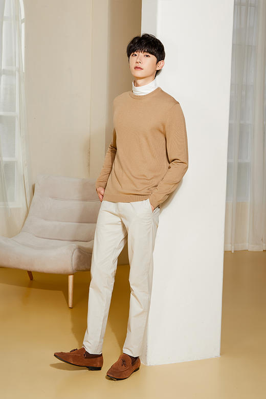 callisto卡其抑菌羊毛圆领毛衣FPKNW036C 商品图3