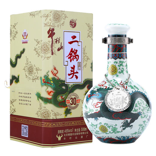 【推荐】牛栏山 白酒 清香型 二锅头 珍品三十（30）青龙 46度 500ml*6瓶 整箱装（内含三个礼品袋） 商品图1