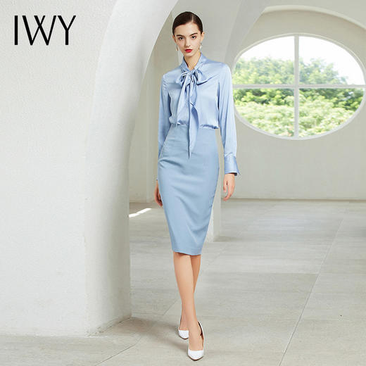 IWY/浅蓝色长袖衬衫半裙套装203181B1+S1 商品图4