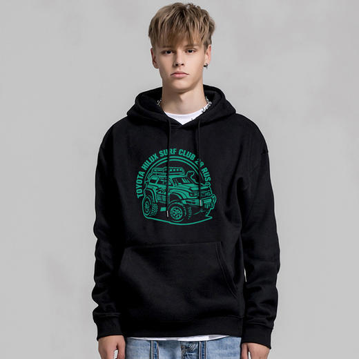 自由基地高街嘻哈潮牌休闲宽松带帽卫衣越野车四驱印花抓绒套头帽衫 NMT-1230 商品图3