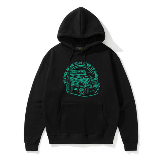 自由基地高街嘻哈潮牌休闲宽松带帽卫衣越野车四驱印花抓绒套头帽衫 NMT-1230 商品图1