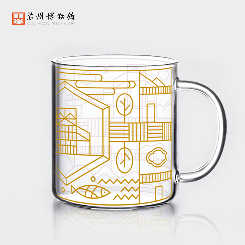 苏州博物馆 方寸苏博描金玻璃杯建筑茶杯下午茶办公室创意纪念伴手礼送礼