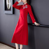 AHM-yslg8371新款优雅显瘦收腰刺绣连衣裙 商品缩略图0