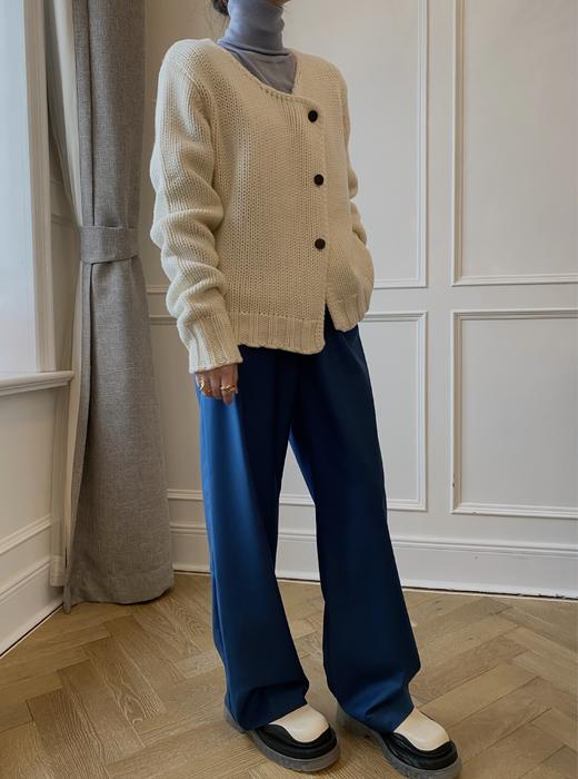 HIDEMI 美利奴羊毛斜门襟设计感开衫 商品图9