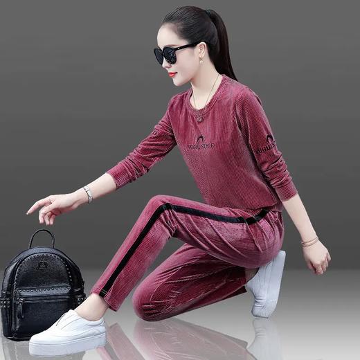 SP72653新款时尚气质休闲宽松金丝绒运动两件套TZFY 商品图4