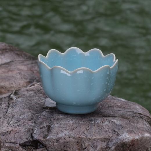 朱氏汝窑61朱文立大师制天青釉莲花式温碗小号
