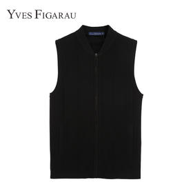 YvesFigarau伊夫·费嘉罗秋冬100%绵羊毛拉链舒适保暖舒适毛背心外套881108