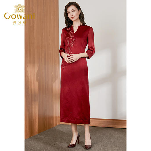 乔万尼新款经典旗袍立领波斯红色礼服连衣裙ES4E352 商品图1