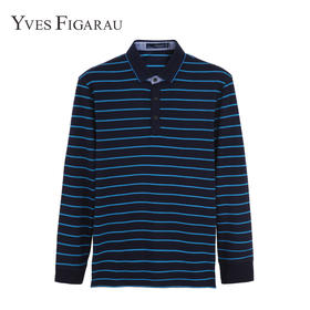 YvesFigarau伊夫·费嘉罗秋冬男士条纹舒适保暖商务职场休闲长袖T恤880919