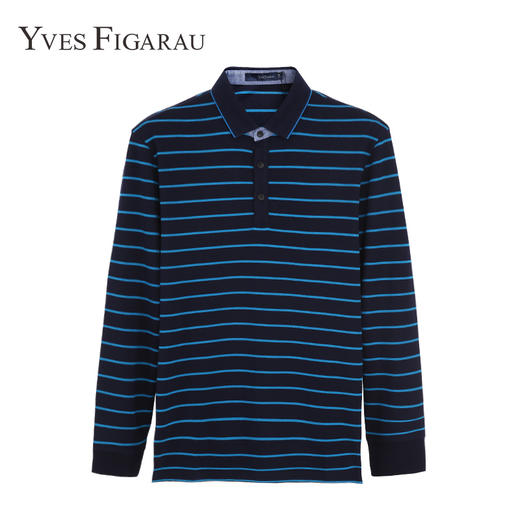 YvesFigarau伊夫·费嘉罗秋冬男士条纹舒适保暖商务职场休闲长袖T恤880919 商品图0