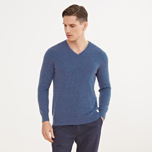 METTE羊绒世家2020秋冬新品男士100%山羊绒衫时尚V领保暖针织衫 商品图5