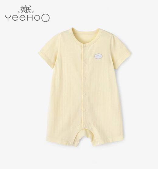 英氏婴儿衣服短袖开扣连体衣夏季宝宝丝麻内衣10094045 10094105 商品图1
