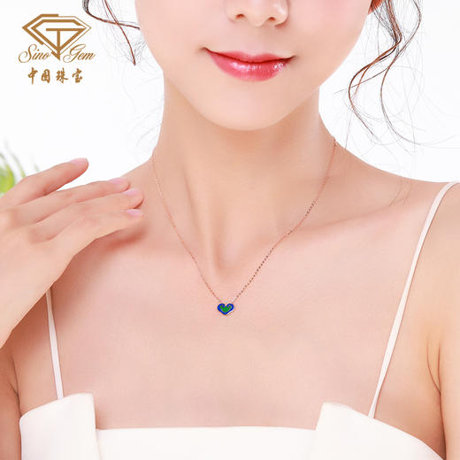 「敦煌」18K金钻石项链 祥云珐琅玫瑰金锁骨链 商品图3