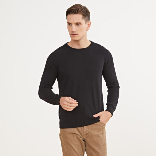 METTE羊绒世家男100%山羊绒衫2020秋冬新品圆领内搭保暖针织毛衣 商品图4