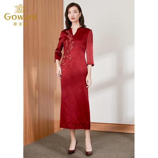 乔万尼新款经典旗袍立领波斯红色礼服连衣裙ES4E352 商品图5