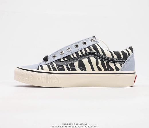 万斯vansstyle36og斑马纹雾霾灰蓝低帮硫化休闲时尚百搭帆布鞋