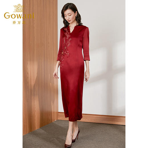 乔万尼新款经典旗袍立领波斯红色礼服连衣裙ES4E352 商品图3