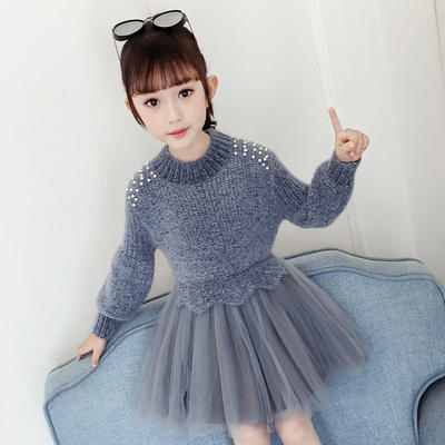 p女童毛衣裙子2020新款秋冬秋装洋气公主裙小女孩长袖儿童装连衣裙