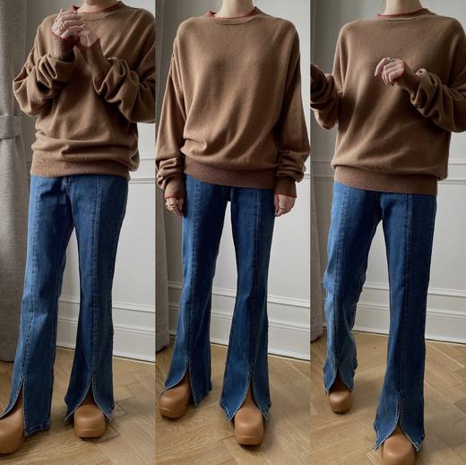 HIDEMI 本季必入/美利奴羊毛/趣味手工齿轮小撞色款廓形堆堆袖毛衣（字母刺绣设计） 商品图8