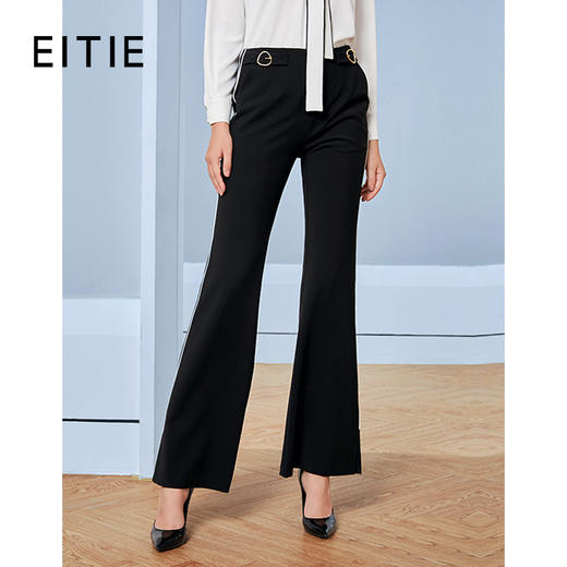 EITIE爱特爱秋季新款时尚通勤职业百搭显瘦显高微喇长裤女裤C2005514 商品图0