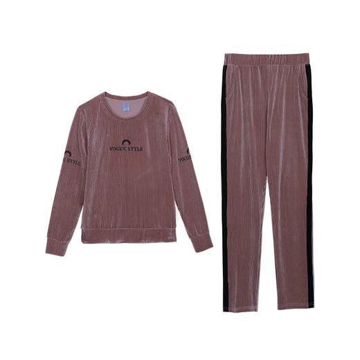 SP72653新款时尚气质休闲宽松金丝绒运动两件套TZFY 商品图3