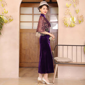 DLQ-A2705高端名媛气质复古旗袍春秋旗袍外搭披肩两件套