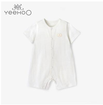 英氏婴儿衣服短袖开扣连体衣夏季宝宝丝麻内衣10094045 10094105 商品图2