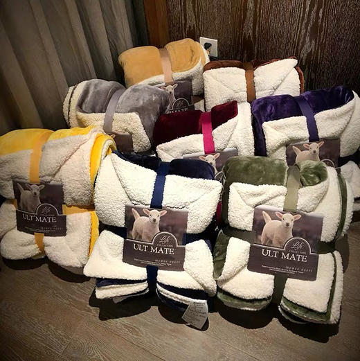 昆凌同款澳洲马卡龙色羊羔绒被 商品图0