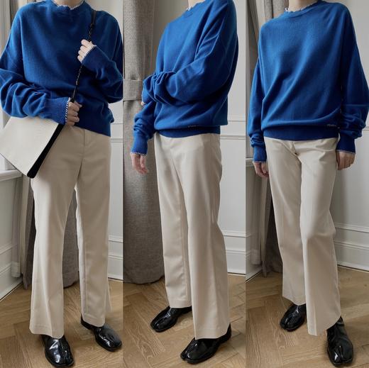 HIDEMI 本季必入/美利奴羊毛/趣味手工齿轮小撞色款廓形堆堆袖毛衣（字母刺绣设计） 商品图7